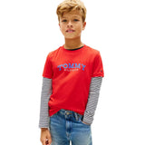Tommy Hilfiger Logo Crew Neck Jersey T-Shirt In Rapid Red
