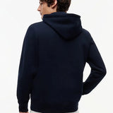 Tommy Hilfiger Logo Embroidery Fleece Hoody In Navy Blue