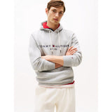 Tommy Hilfiger Logo Flex Fleece Hoody In Cloud Heather