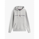 Tommy Hilfiger Logo Flex Fleece Hoody In Cloud Heather