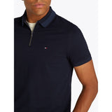Tommy Hilfiger Mercerised Pique Zip Polo In Desert Sky