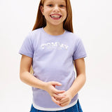 Tommy Hilfiger Metallic Logo Slim Crew Neck T-Shirt In Periwinkle Dusk