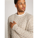 Tommy Hilfiger Mouline Aran Cable Crew Neck In Ivory