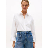 Tommy Hilfiger Oversized Fit Adjustable Cuffs Poplin Shirt In Optic White