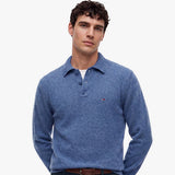 Tommy Hilfiger Pure Lambswool Polo Jumper In Aegean Sea Heather