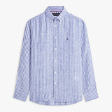 Tommy Hilfiger Regular Fit Bengal Stripe Pure Linen Shirt In Wedge Blue/Stripe