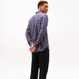 Tommy Hilfiger Regular Fit Check Shirt With Linen In Carbon Navy/Check