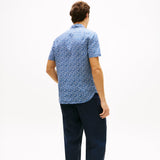 Tommy Hilfiger Regular Fit Tropical Print Short Sleeve Shirt In Blue Jean