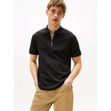 Tommy Hilfiger Regular Signature Zip Placket Polo Shirt In Black