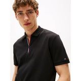 Tommy Hilfiger Regular Signature Zip Placket Polo Shirt In Black
