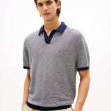Tommy Hilfiger Relaxed Fit Knit Polo Shirt In Desert Sky/Ivory Petal