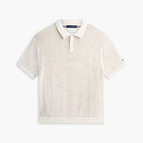 Tommy Hilfiger Relaxed Fit Open Knit Polo Shirt In Muslin
