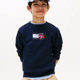 Tommy Hilfiger Script Flag Sweatshirt In Dark Night Navy