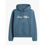 Tommy Hilfiger Script Logo Hoodie In Aegean Sea