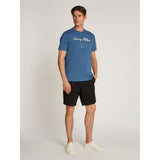 Tommy Hilfiger Script Logo Tee In Aegean Sea