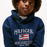 Tommy Hilfiger Sequin Flag Hoodie Dark Night Navy
