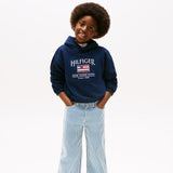 Tommy Hilfiger Sequin Flag Hoodie Dark Night Navy