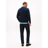 Tommy Hilfiger Signature Tipped Crew Neck Fleece Jumper In Navy Blue