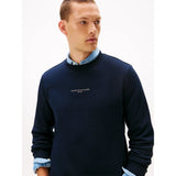 Tommy Hilfiger Signature Tipped Crew Neck Fleece Jumper In Navy Blue