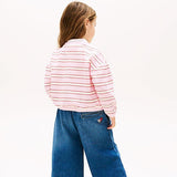 Tommy Hilfiger Smiley Heart Flag Relaxed Sweatshirt In Pearly Pink Stripes