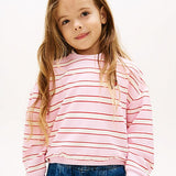 Tommy Hilfiger Smiley Heart Flag Relaxed Sweatshirt In Pearly Pink Stripes