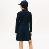 Tommy Hilfiger Sparkle Logo Mock Neck Skater Dress Dark Blue