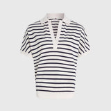 Tommy Hilfiger Stripe Relaxed Fit Polo In White/Desert Sky