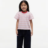 Tommy Hilfiger Stripe Relaxed Jersey Crew Neck Top In Pearly Pink Stripes