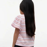 Tommy Hilfiger Stripe Relaxed Jersey Crew Neck Top In Pearly Pink Stripes