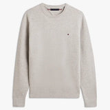Tommy Hilfiger Textured Knit Crew Neck Jumper In Light Grey Heather
