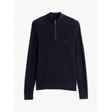 Tommy Hilfiger Textured Quarter-Zip Jumper In Desert Sky
