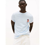 Tommy Hilfiger Tropical Logo Crew Neck T-Shirt In Breezy Blue