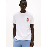 Tommy Hilfiger Tropical Logo Crew Neck T-Shirt In White