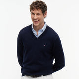 Tommy Hilfiger V-Neck Jumper With Cashmere In Navy Blue