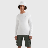 Tommy Jeans Long Sleeved Ribbed Organic Cotton T-Shirt Classic White