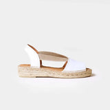 Toni Pons Etna Flat Leather Sandal With Elastics In White