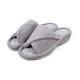 Totes Popcorn Turnover Open Toe Slippers Grey