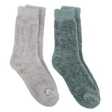 Totes Chenille Supersoft Bed Socks (Twin Pack) In Sage/grey