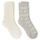 Totes Fair Cashmere Blend Ankle Socks (Twin Pack) In Grey & Cream