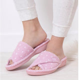 Totes Isotoner® Ladies Popcorn Turnover Open Toe Slippers In Pink Spot