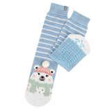 Totes Slipper Socks Novelty Polar Bear In Blue