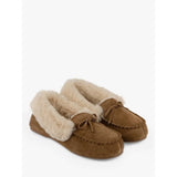 Totes Suede Moccasin With Faux Fur Lining Slippers In Tan
