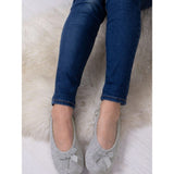 Totes Terry Ballet Slippers With Bow In Grey