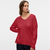 Vero Moda VMCREWLEFILE Pullover In Red