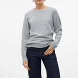 Vero Moda VMDOFFY Pullover In Light Grey Melange
