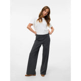 Vero Moda VMEVA High Rise Trousers In Dark Grey Melange
