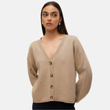 Vero Moda VMGOLD Knit Cardigan In Brown / Silver Mink