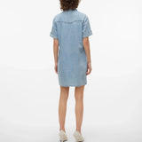 Vero Moda VMJENNIE Short Dress In Light Blue Denim
