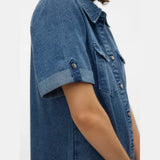 Vero Moda VMJENNIE Short Dress In Medium Blue Denim