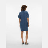 Vero Moda VMJENNIE Short Dress In Medium Blue Denim